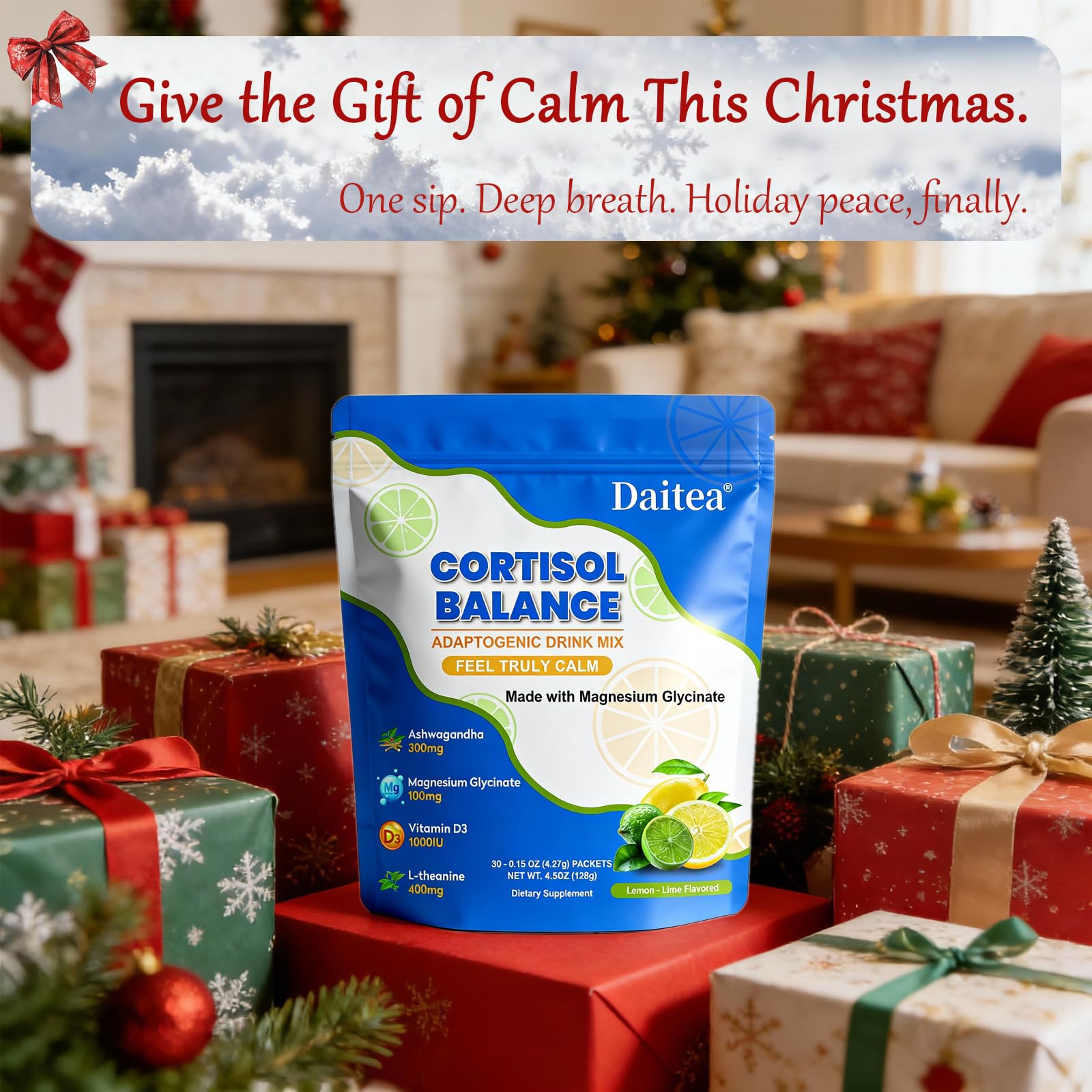 Daitea Cortisol Calm: mezcla herbal con magnesio para equilibrio emocional.