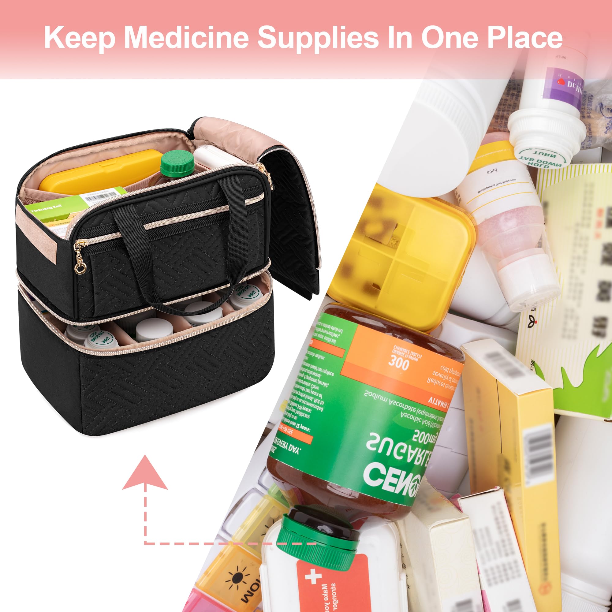 Damero asas portátiles para llevar la bolsa de medicinas con facilidad.