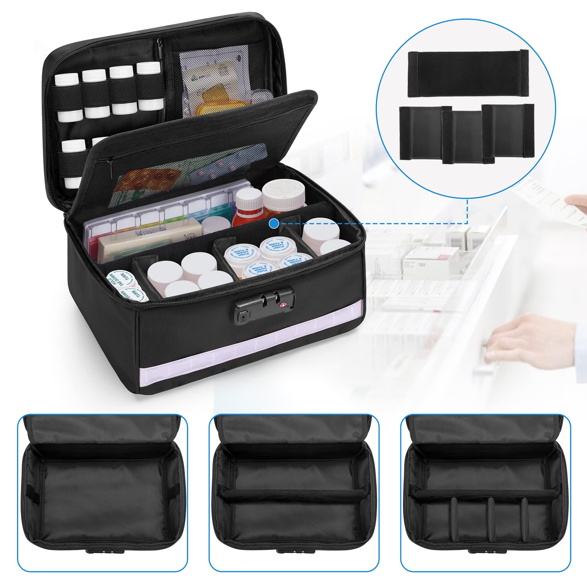 Damero bolsa organizadora para píldoras con candado, ideal para viaje.