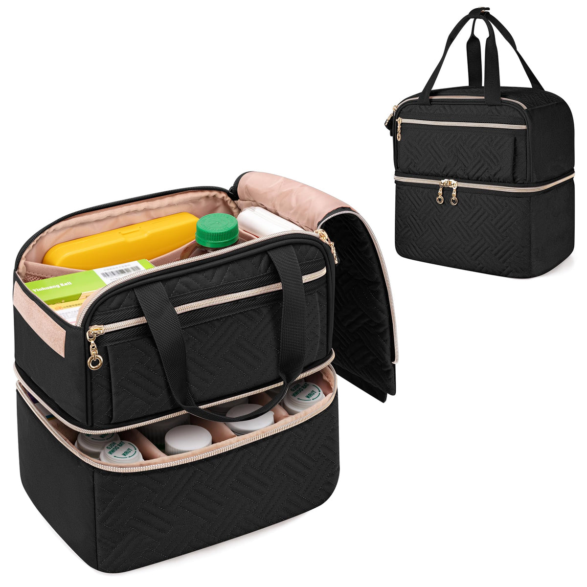 Damero organizador de frascos, doble capa, ideal para mantener medicinas ordenadas.