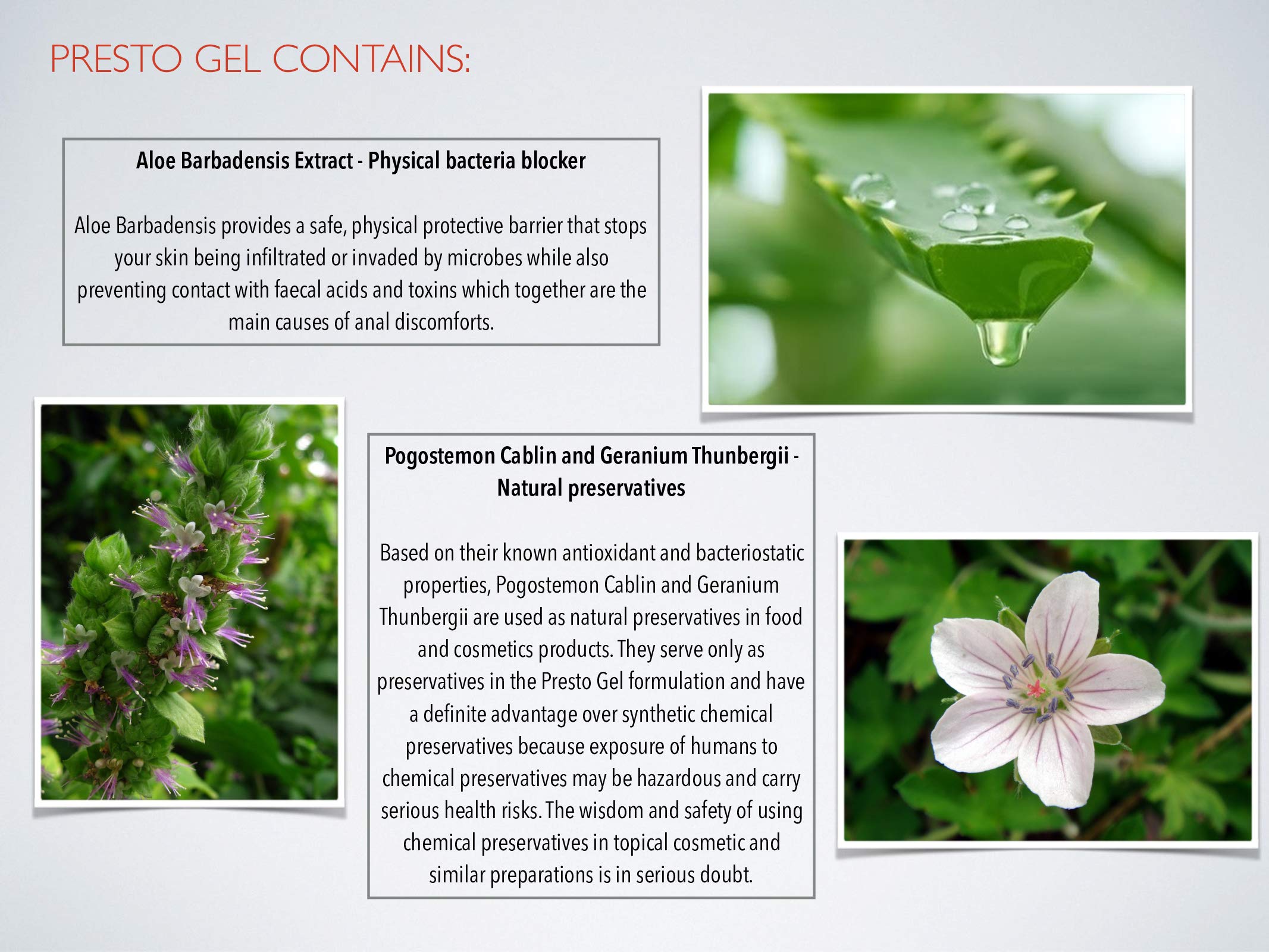 DAN PHARM Presto Gel: extractos herbales para apoyo natural.