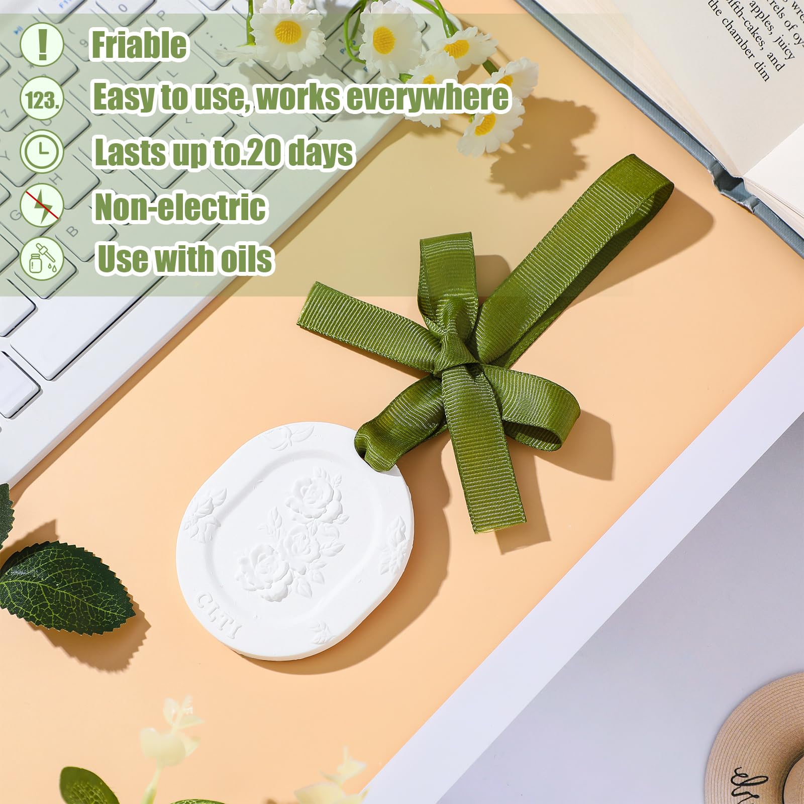 Dansib difusor flor tridimensional: diseño de yeso aromático para decoración elegante.