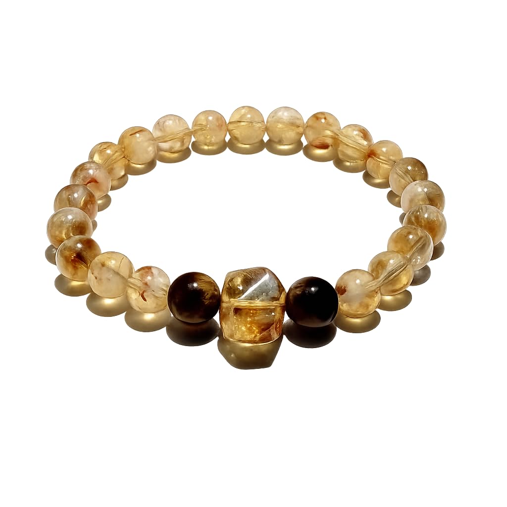 Pulsera Dare to Mystic con cuarzo rutilado dorado, brillo que inspira claridad y enfoque.