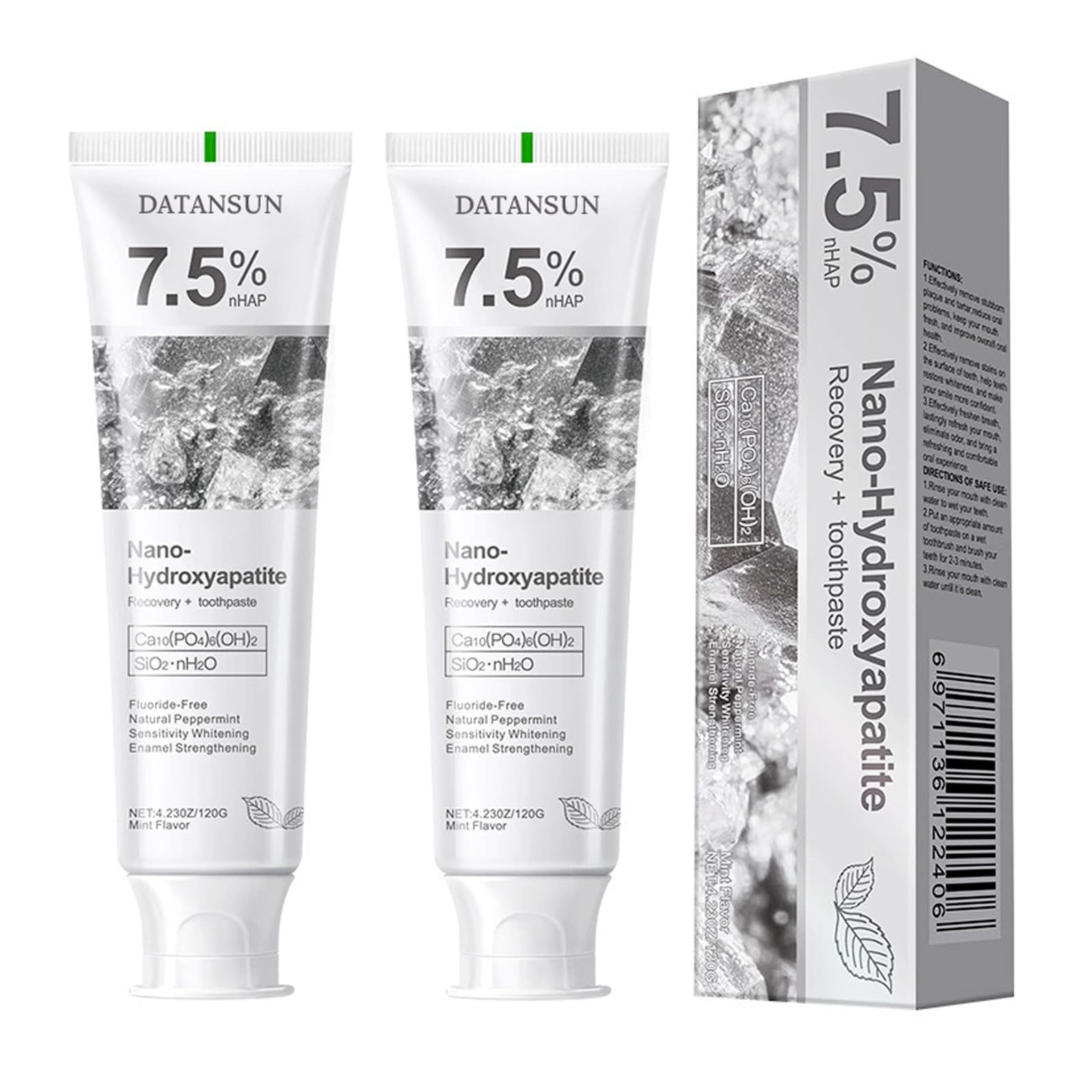 DATANSUN pasta dental hidroxiapatita 7.5% para remineralización diaria del esmalte.