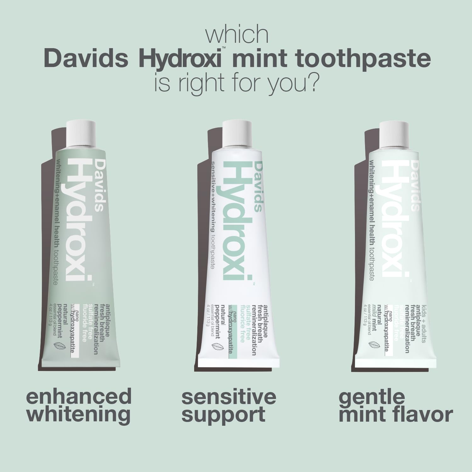 Davids Hydroxi Mint, textura cremosa para cepillado suave.