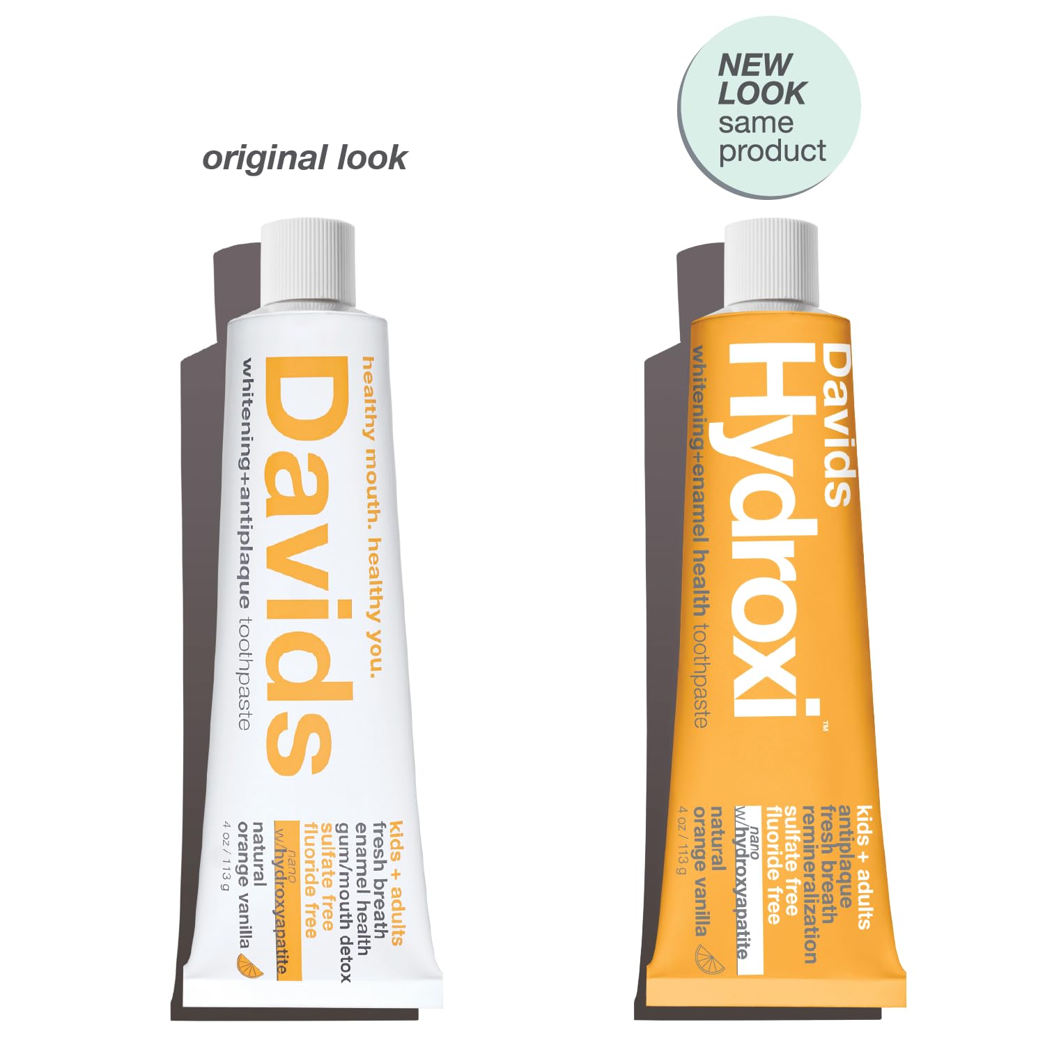 Davids Hydroxi sin fluoruro ofrece cuidado diario sin fluoruro para esmalte.