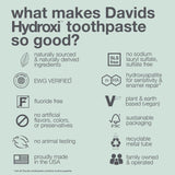 Davids Hydroxi, sin fluoruro para una rutina dental limpia.