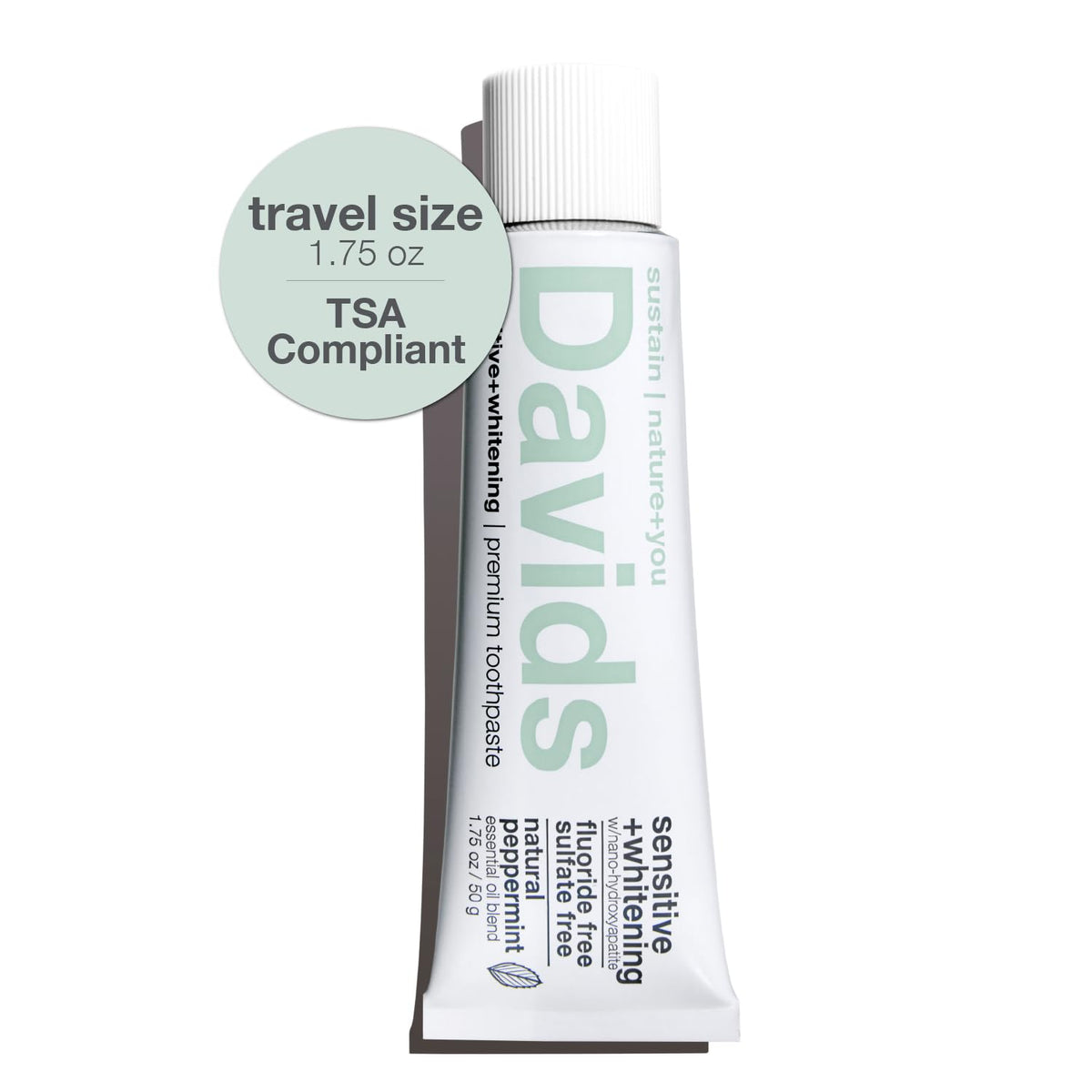 Davids Hydroxi pasta dental, tubo de viaje, blanqueamiento suave y sin fluoruro.