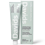 Pasta dental Davids sin fluoruro con menta fresca para uso diario.