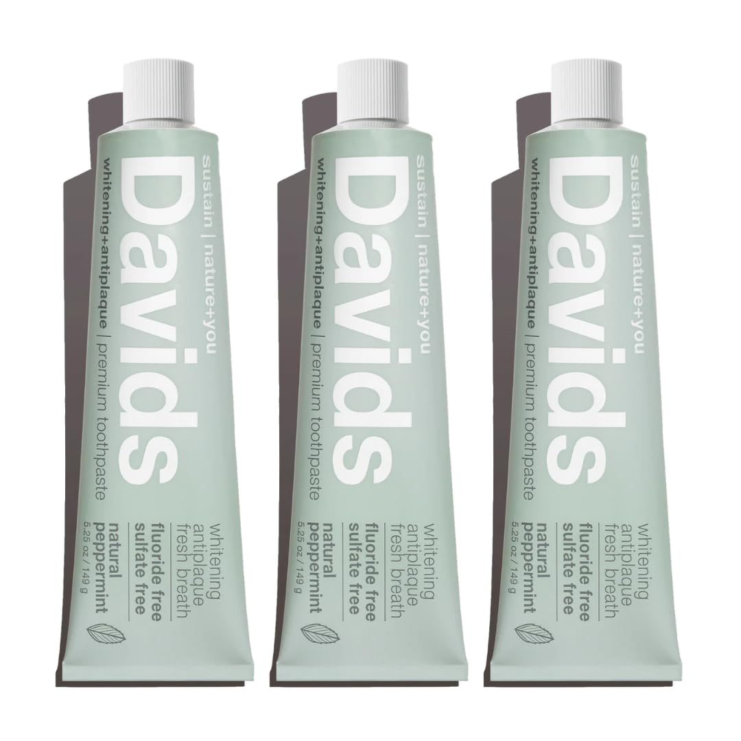 Davids pasta dental sin fluoruro para reducir placa y blanqueamiento suave.