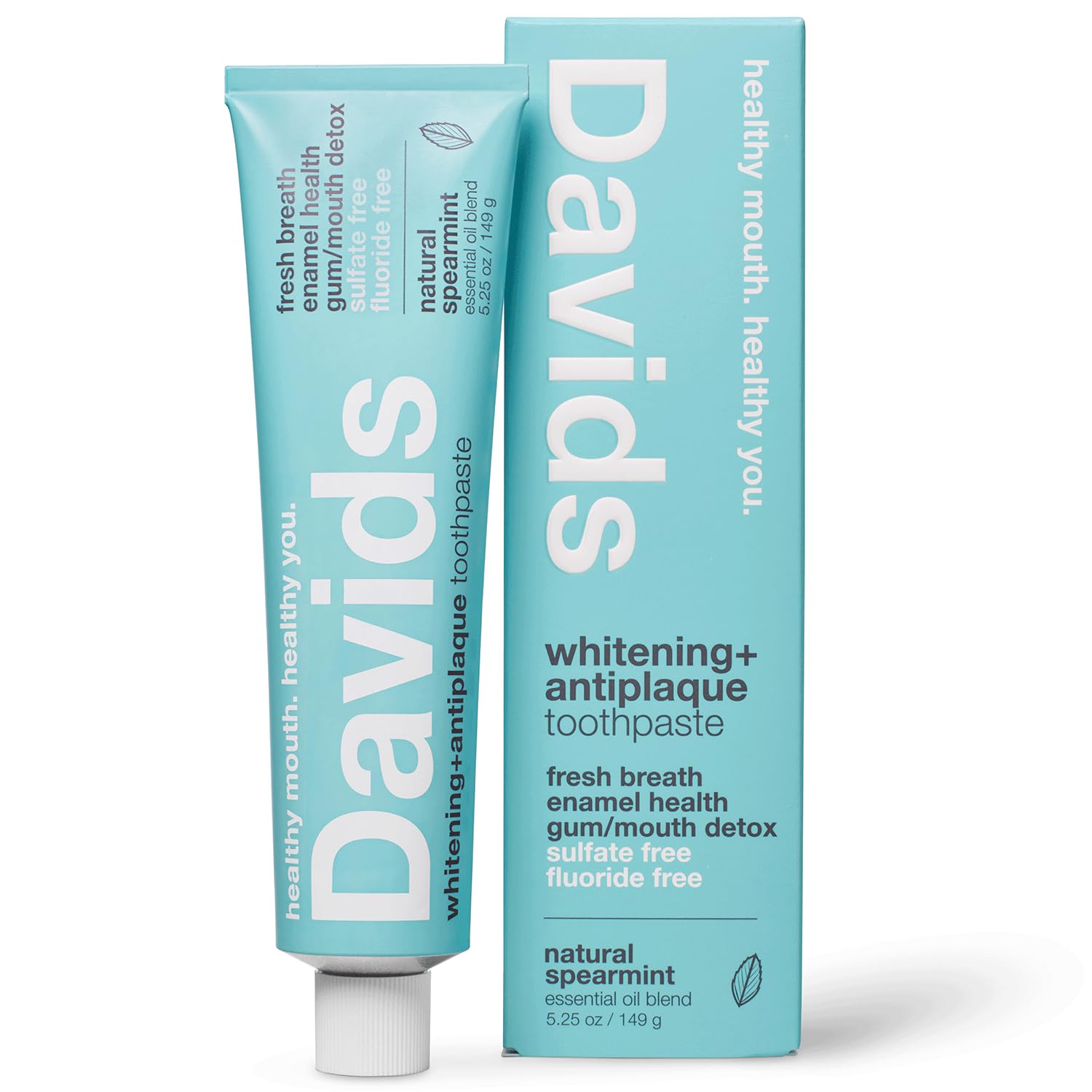 Pasta dental Davids, tubo metálico reciclable para cuidado bucal sostenible.