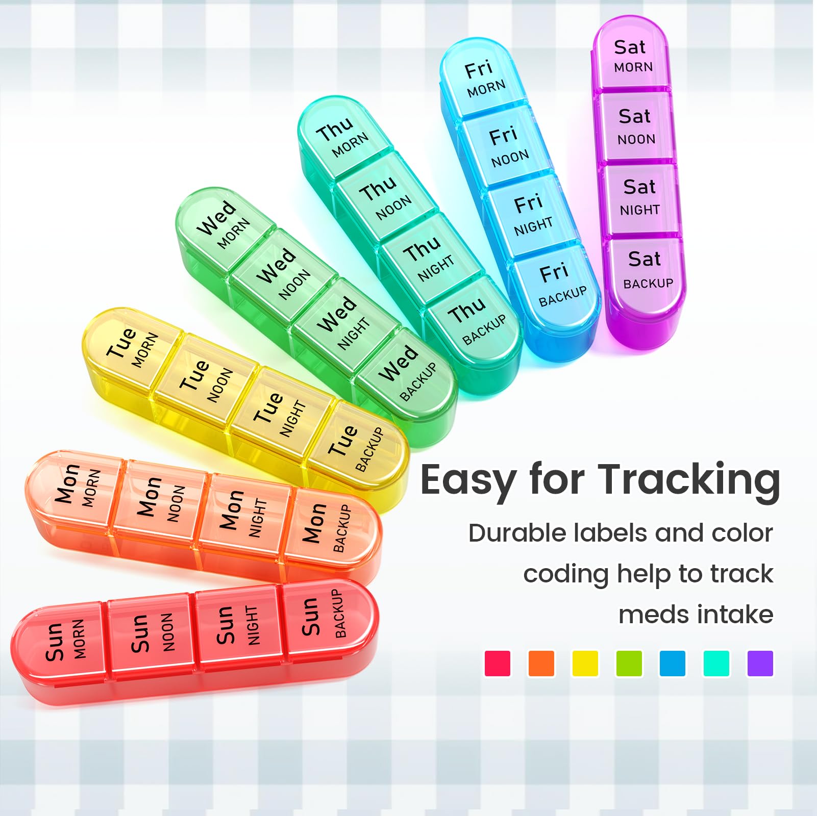 Daviky caja portátil para pastillas, diseño compacto para viajar.