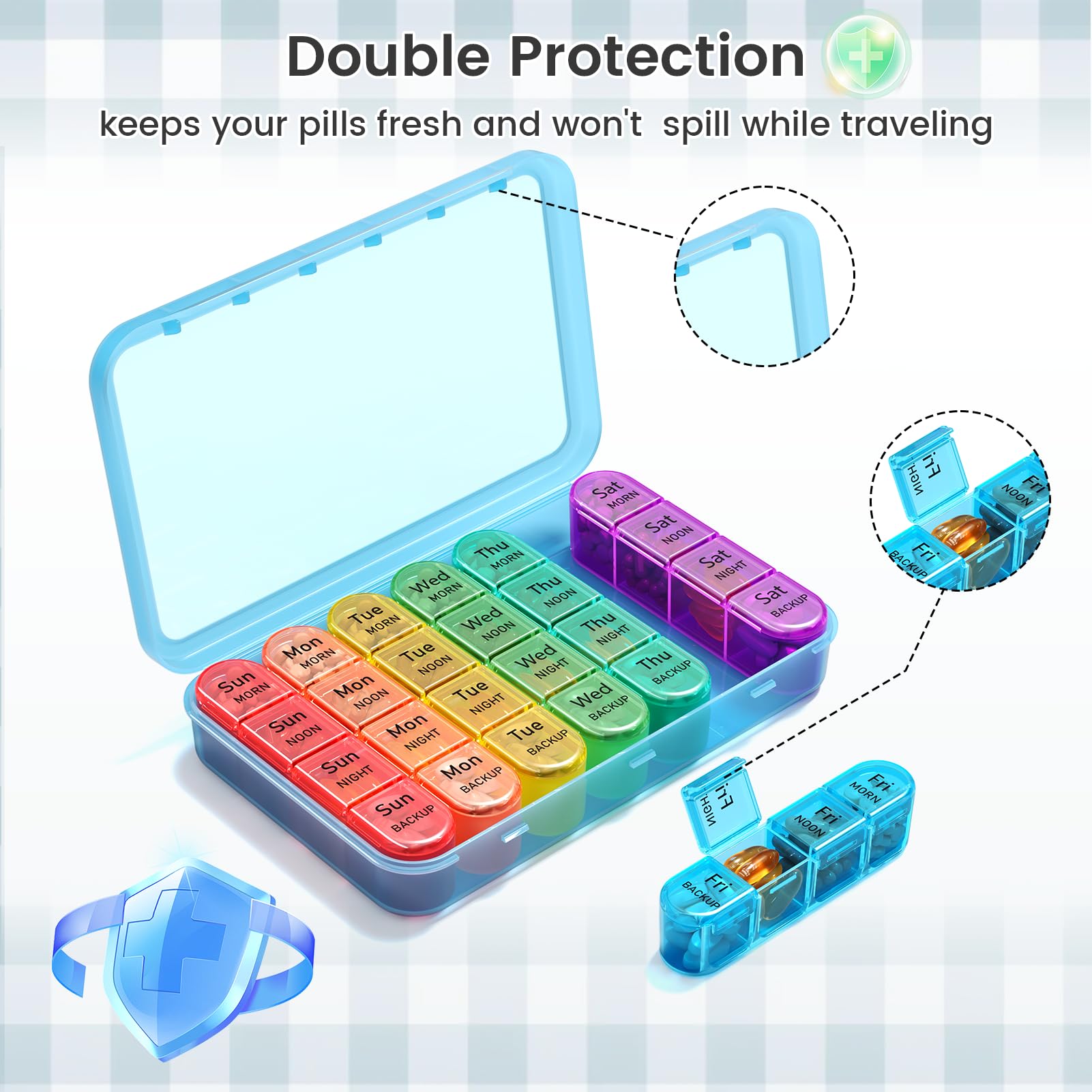 Daviky material libre de BPA, seguro para uso diario de medicamentos.