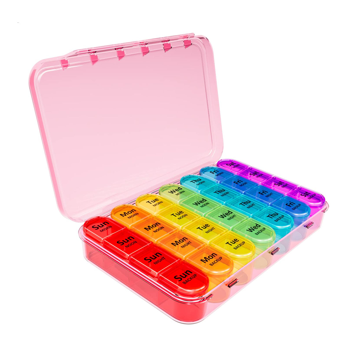Daviky organizador semanal de pastillas rosa para planificar toda la semana.