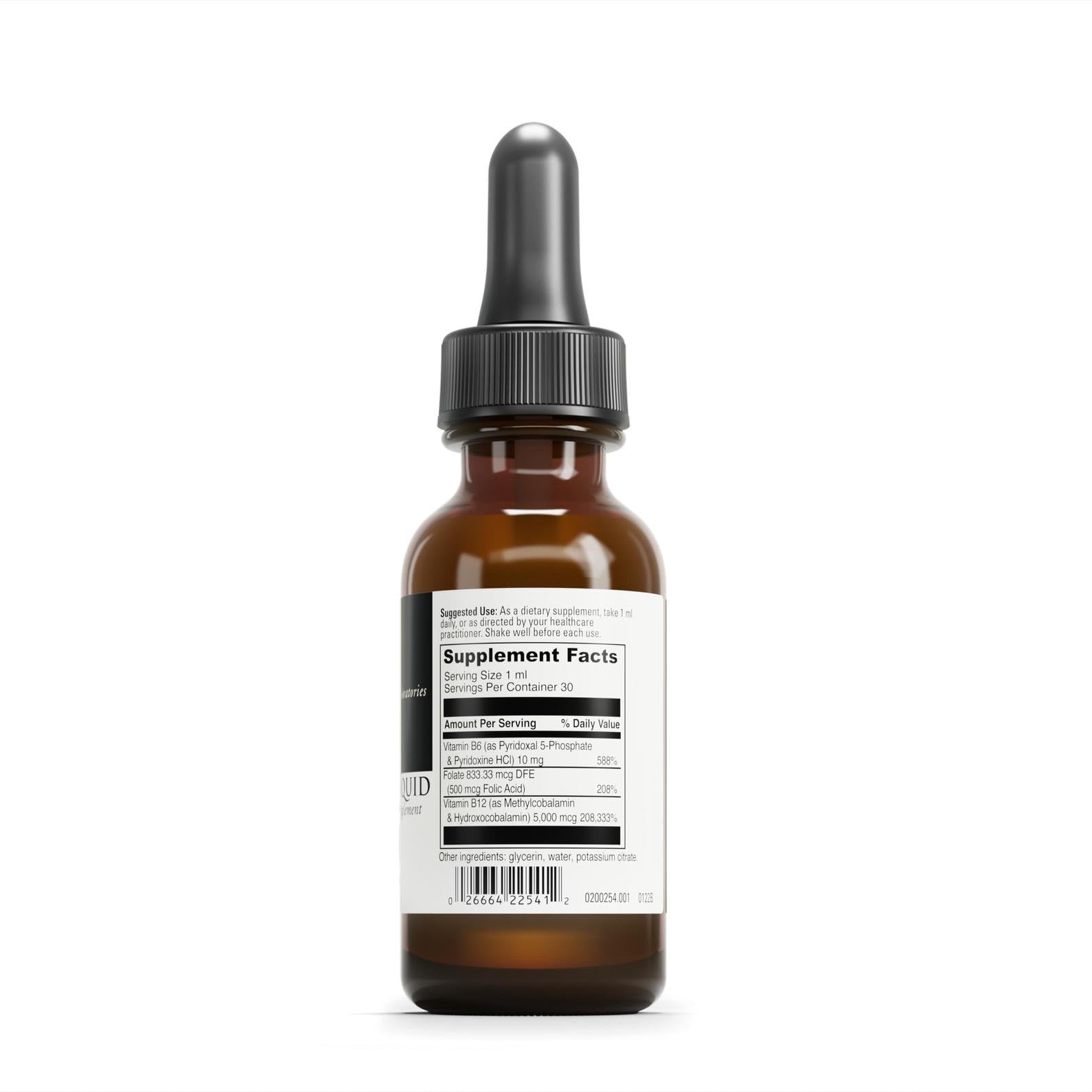 Gotero de DaVinci B12 MC Liquid muestra dosificación flexible para uso diario.