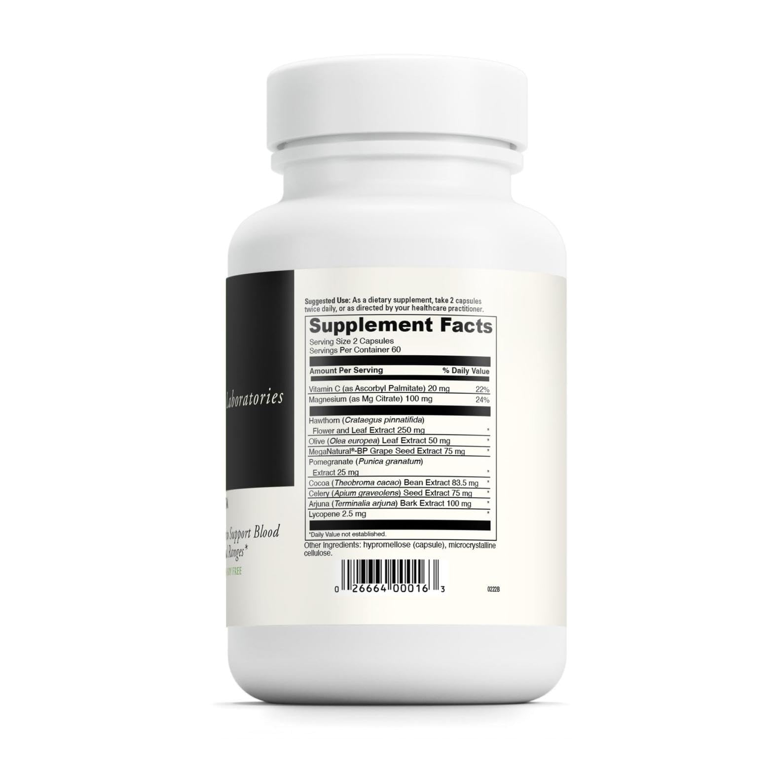 Davinci BP Elite, etiqueta detallada, fuente de magnesio y vitamina C para el corazón