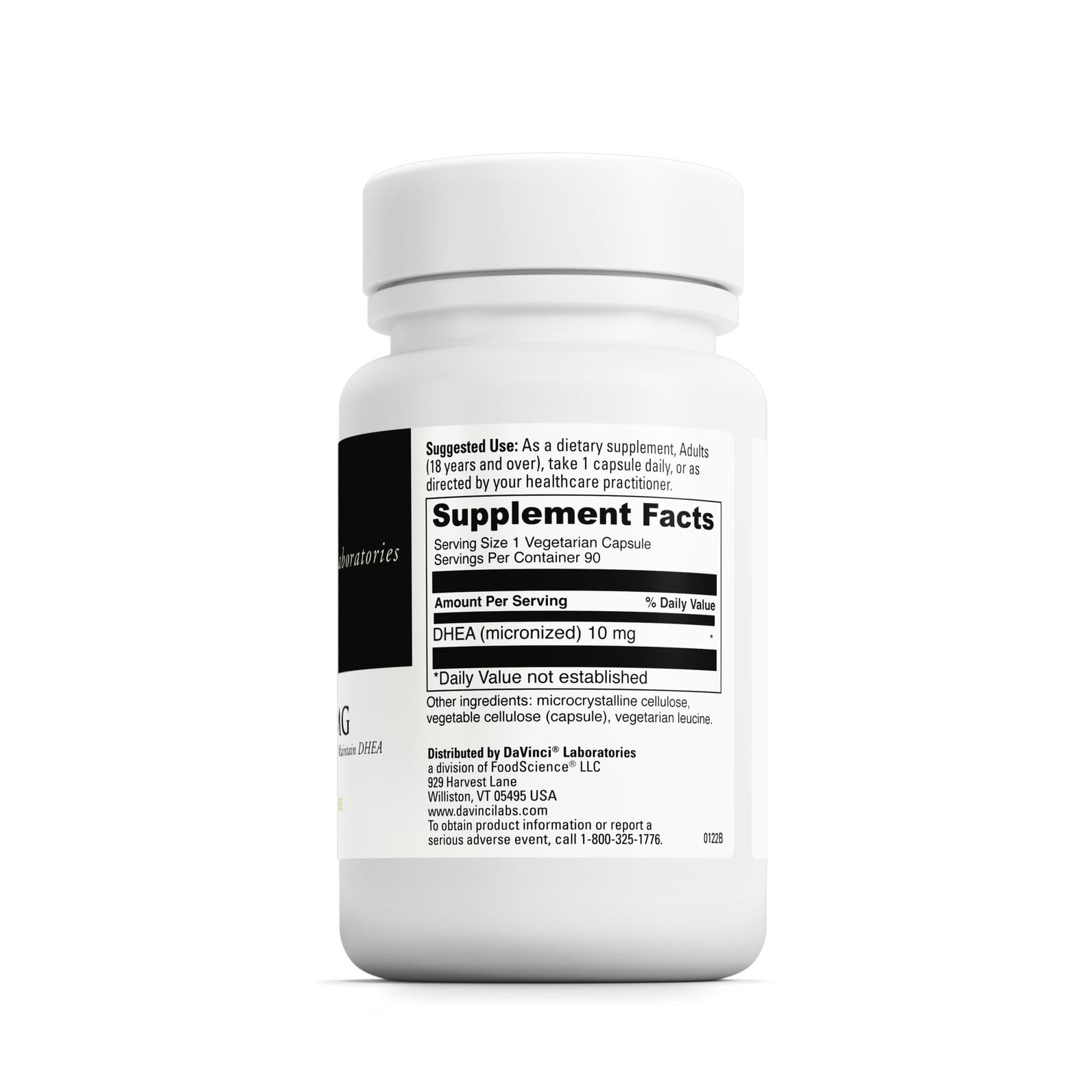 DAVINCI DHEA 10 mg botella: formato práctico para la suplementación diaria.