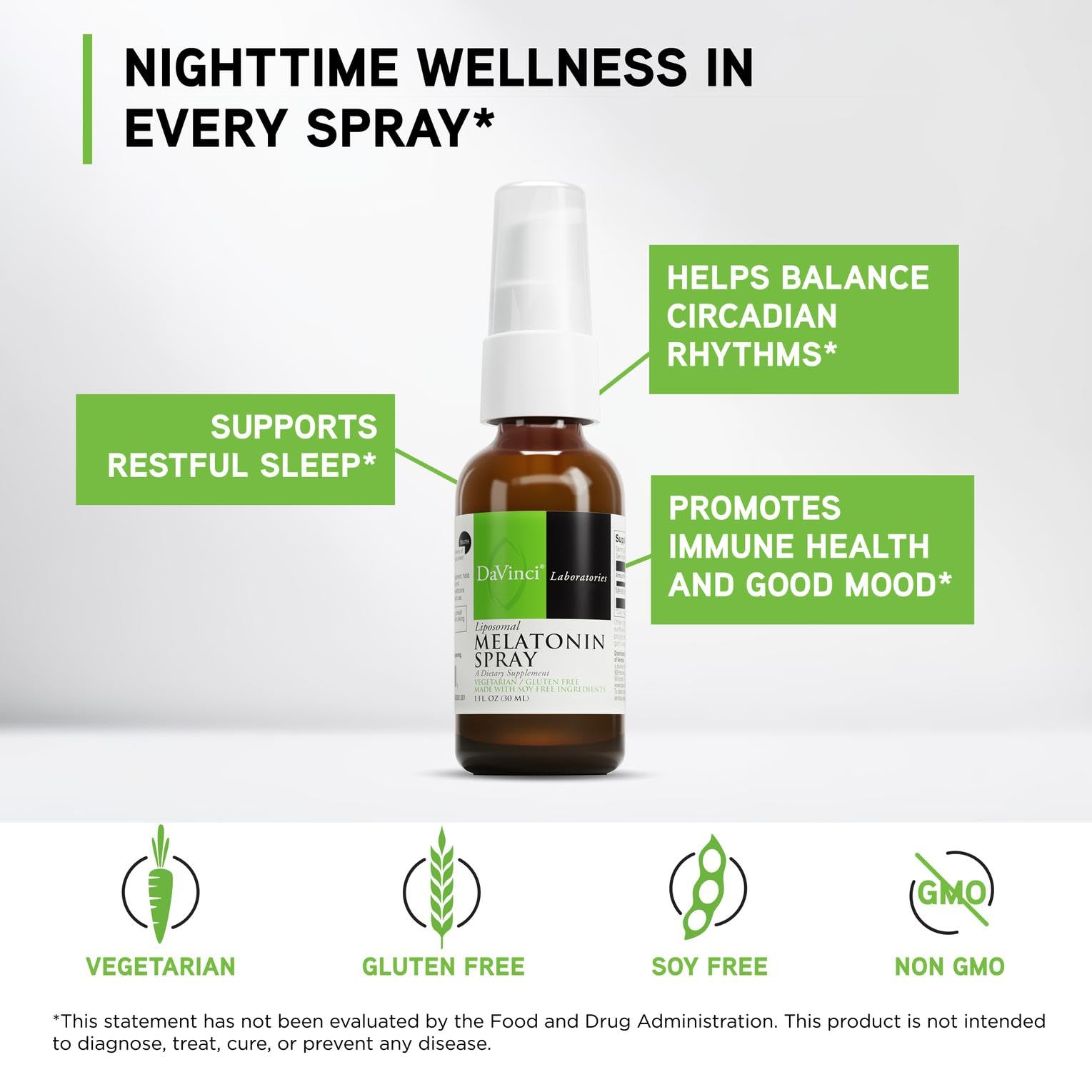 Detalle de la etiqueta de Davinci con melatonina liposomal