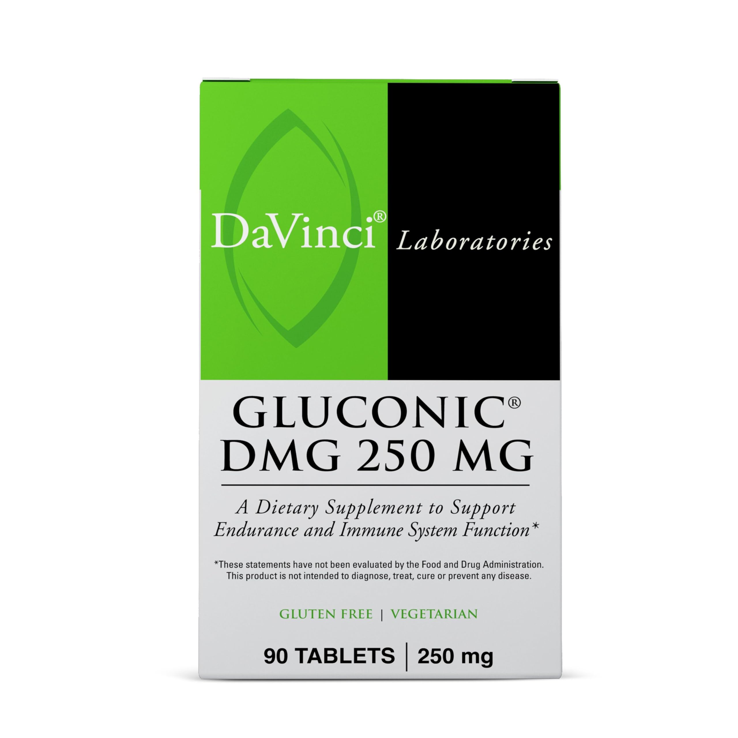 DAVINCI Gluconic DMG 250 mg, paquete frontal, inicio diario con energía y claridad