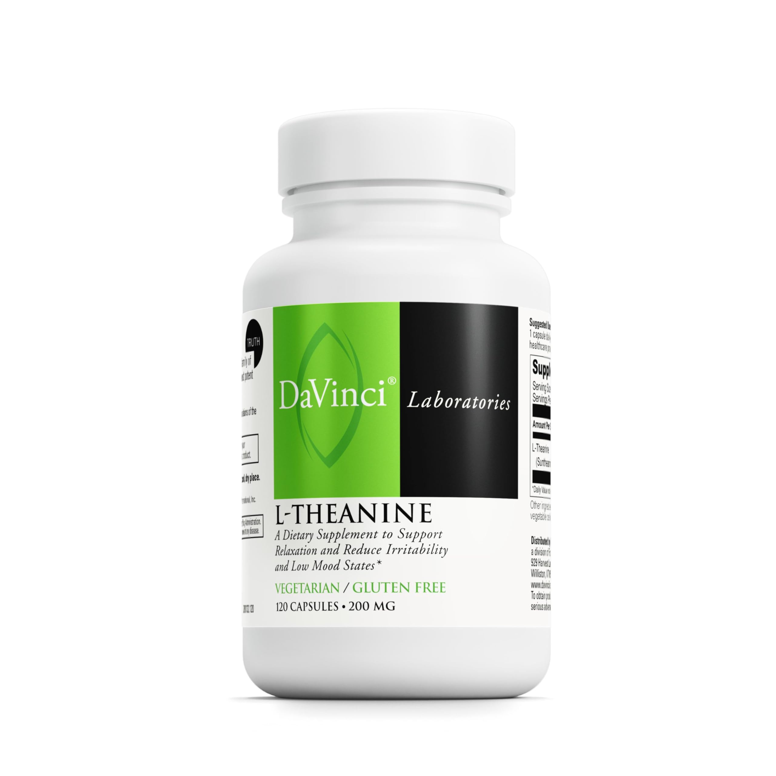 Davinci L-Theanine: cápsulas vegetarianas para relajación suave y enfoque sostenido.