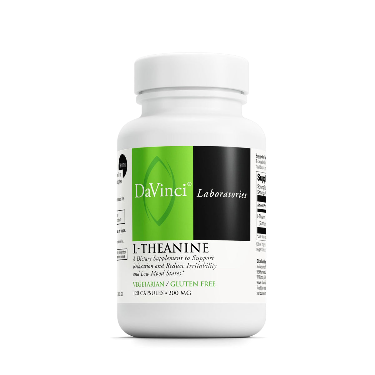Davinci L-Theanine: cápsulas vegetarianas para relajación suave y enfoque sostenido.