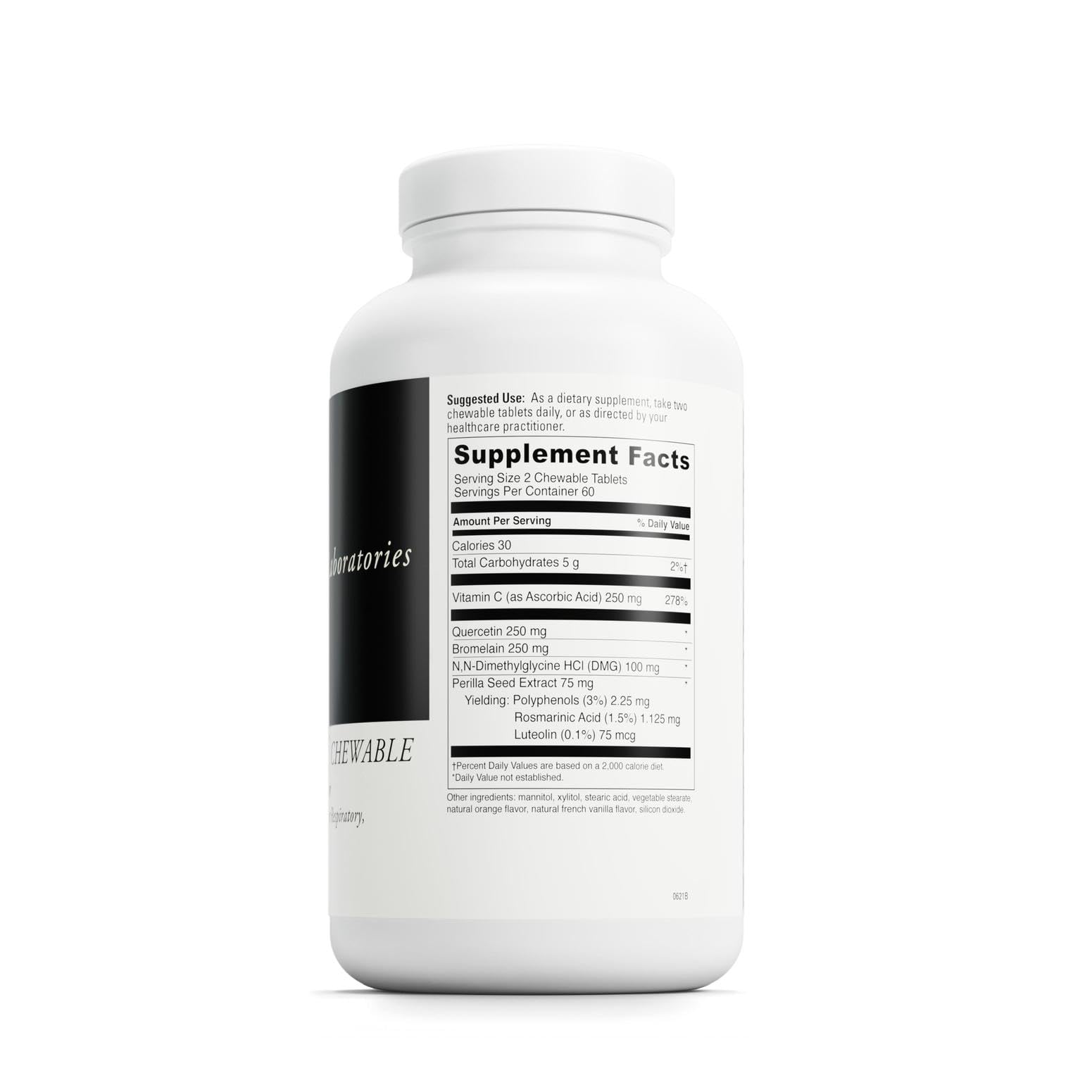 Davinci Labs Aller-DMG botella muestra etiqueta e ingredientes clave