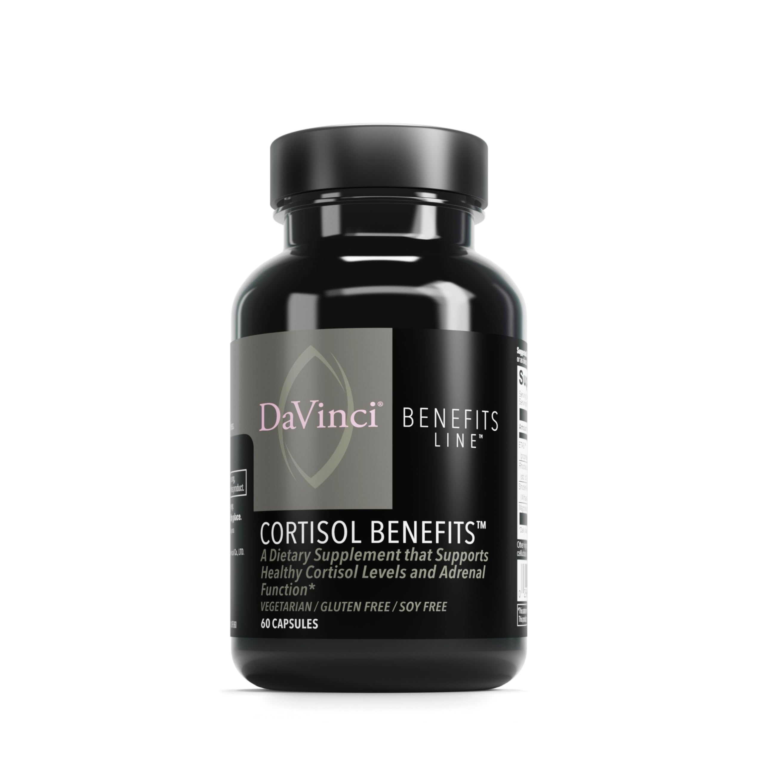 DaVinci Labs Cortisol Benefits: bote frontal sugiere equilibrio hormonal y calidad de fórmula