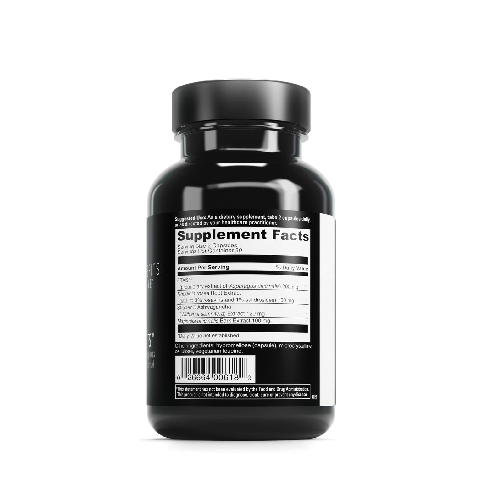 DaVinci Labs Cortisol Benefits: etiqueta clara revela ingredientes naturales y pureza