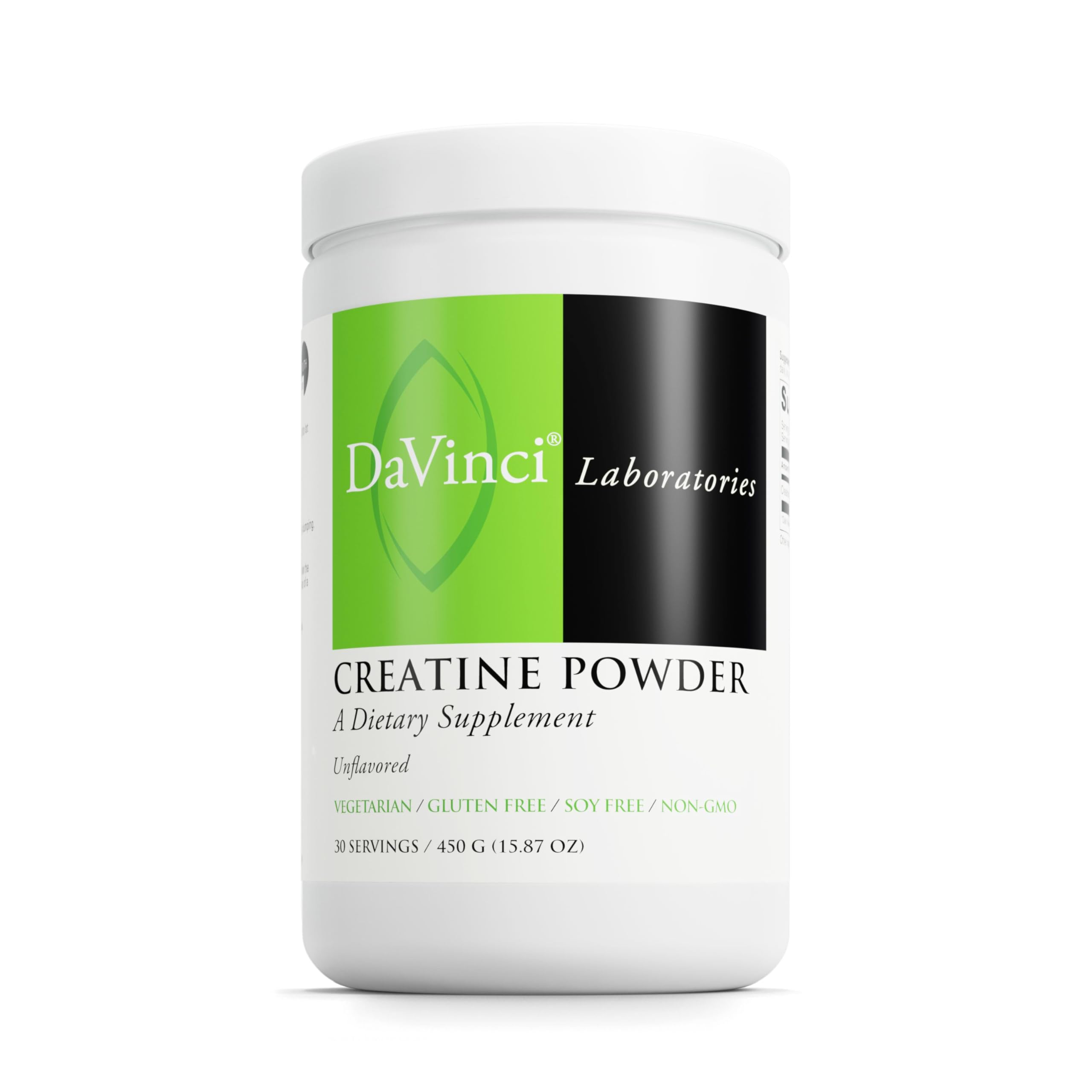 DAVINCI LABS Creatine Powder en frasco, uso diario para energia sostenida y musculo magro