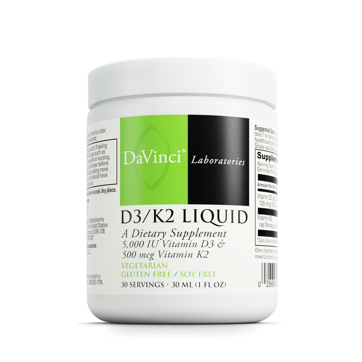 DAVINCI D3/K2 líquido: botella 30 ml para soporte óseo diario