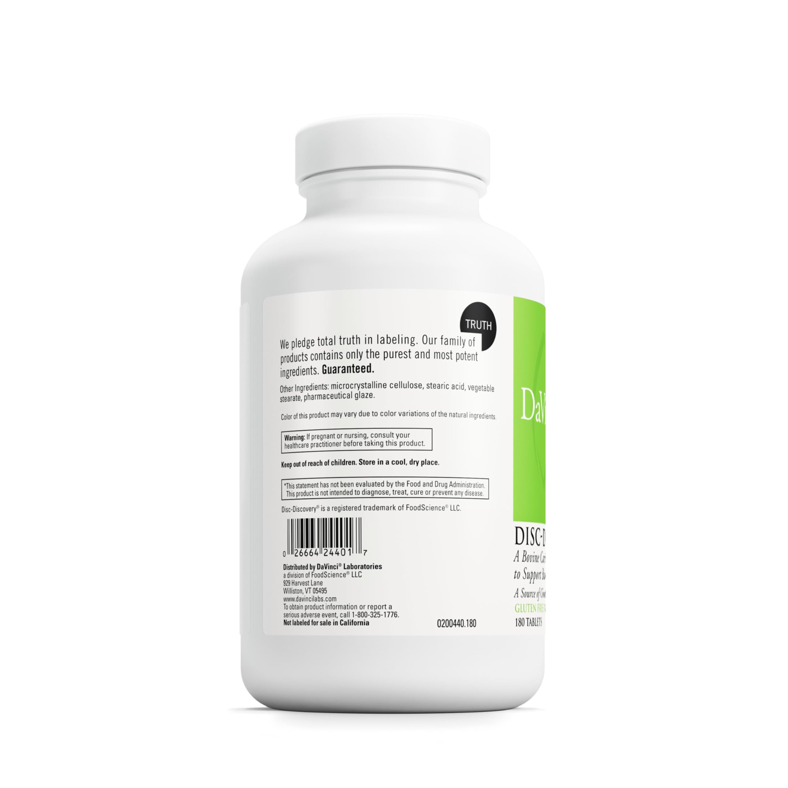 DAVINCI Disc Discovery: ingredientes en primer plano que respaldan la columna
