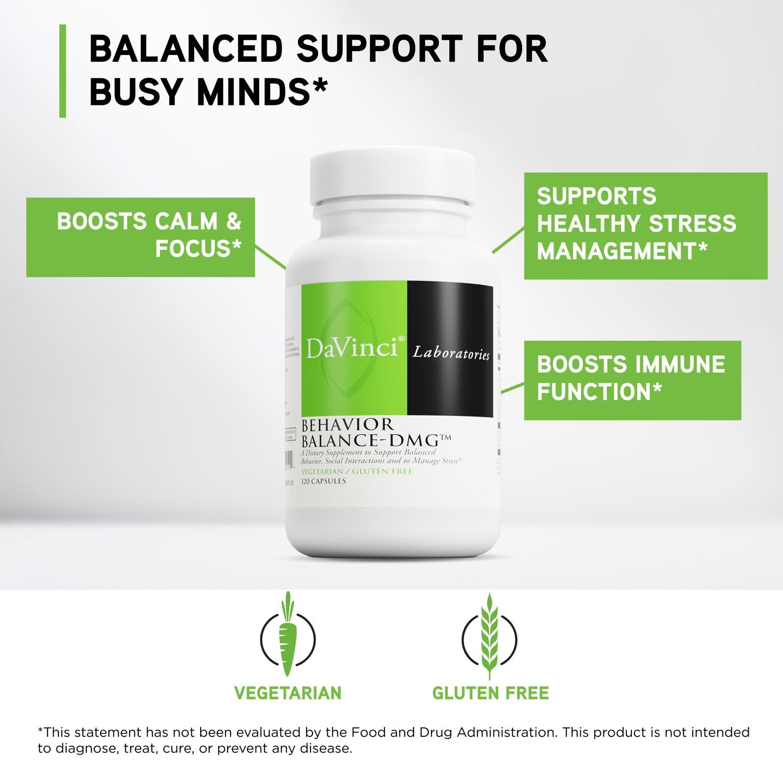 DAVINCI Labs etiqueta nutricional: información clara de vitaminas y zinc.