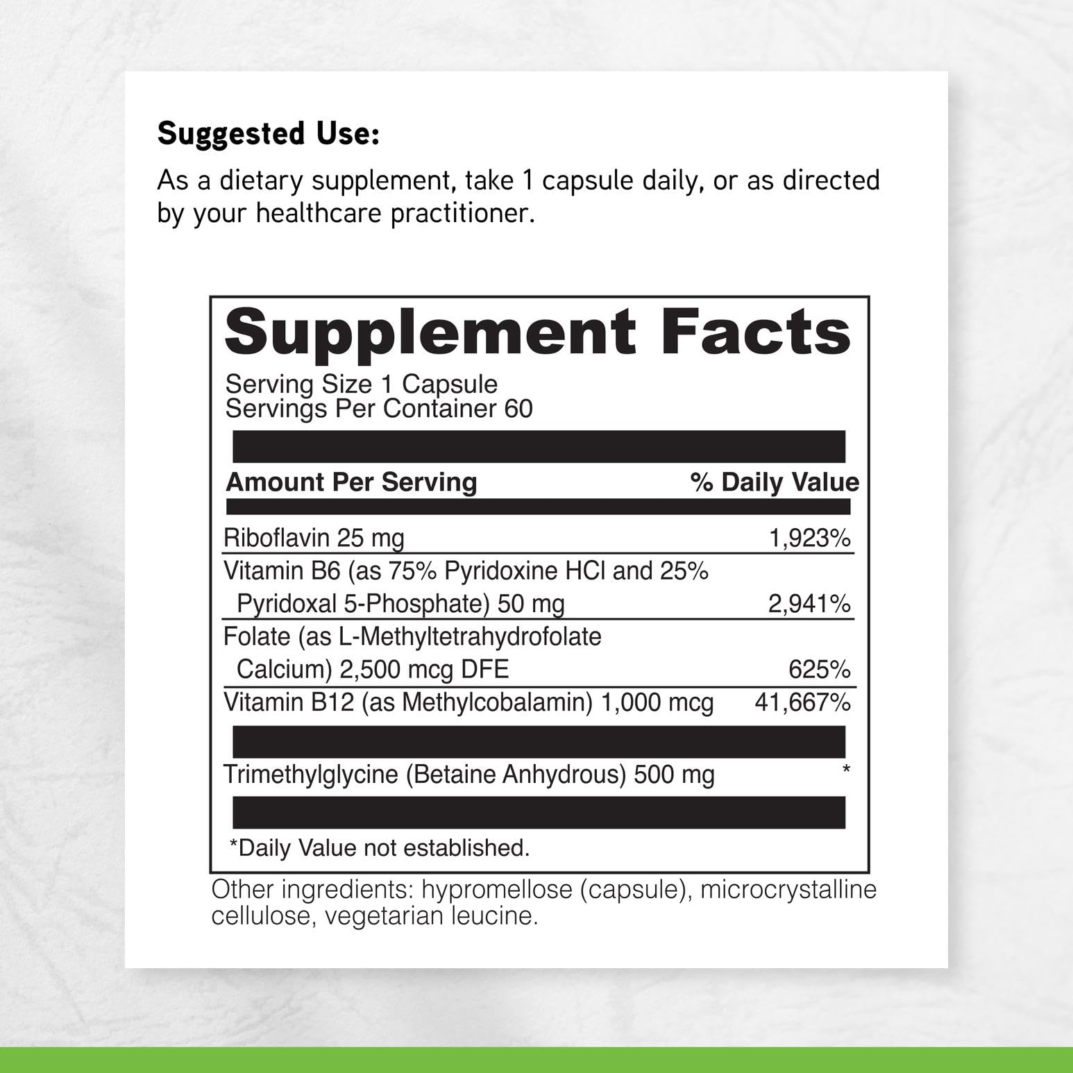 Parte trasera del envase de DAVINCI Methyl Benefits con instrucciones de uso.
