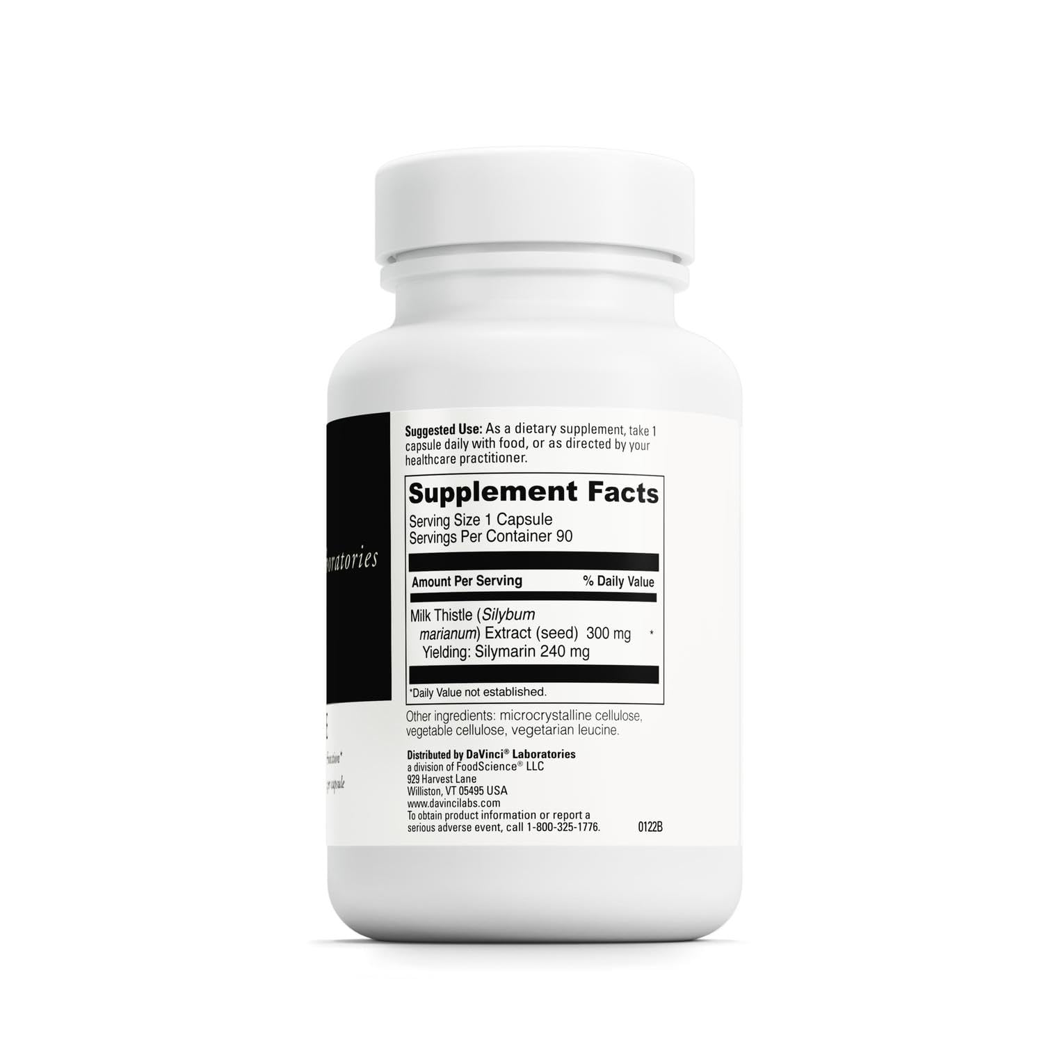 DAVINCI Milk Thistle cápsulas vegetales para apoyo digestivo diario.