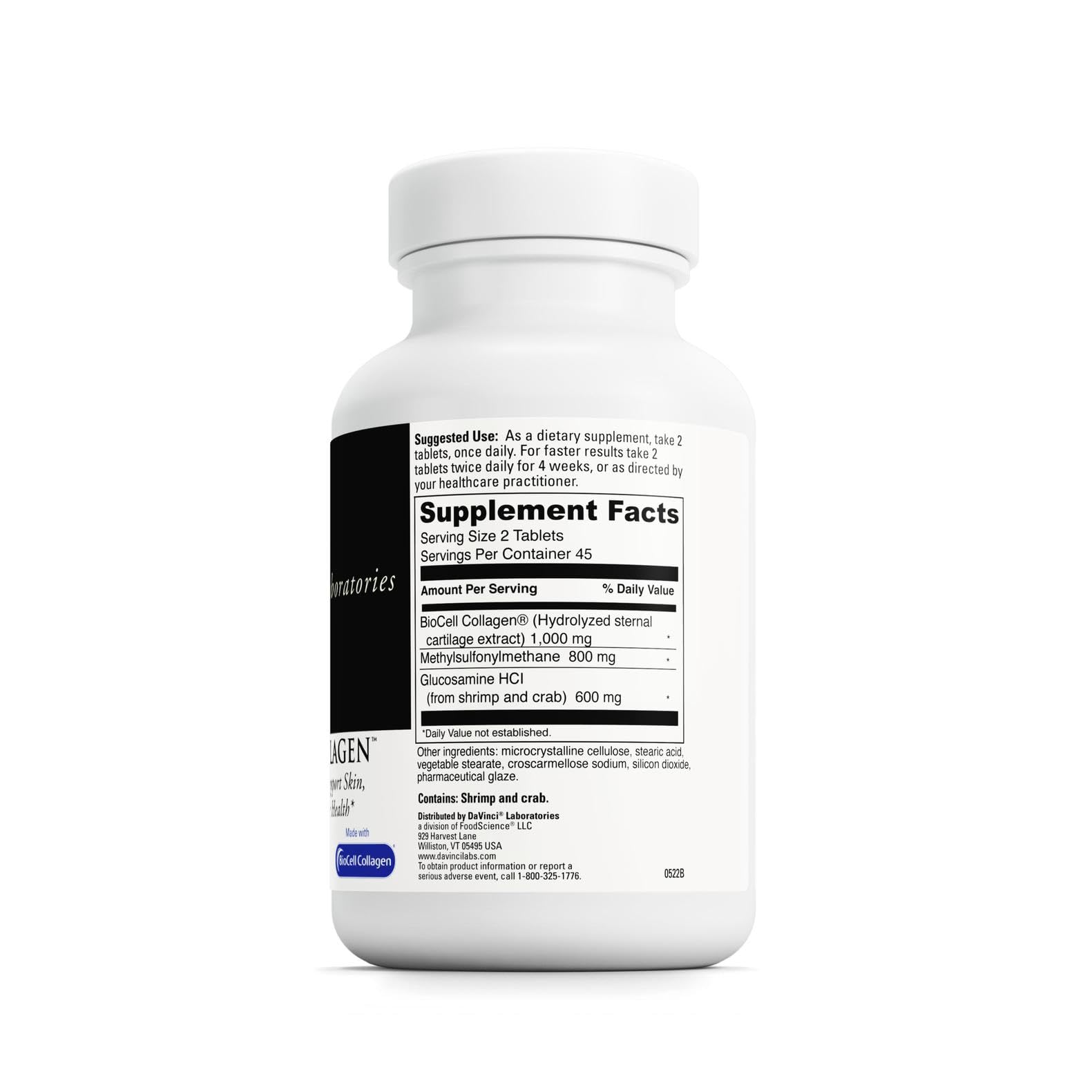 davinci labs natures collagen, tabletas visibles, dosis diaria conveniente.