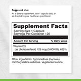 DAVINCI Labs Vitamina D3 5000 UI: caja y envase para almacenamiento diario