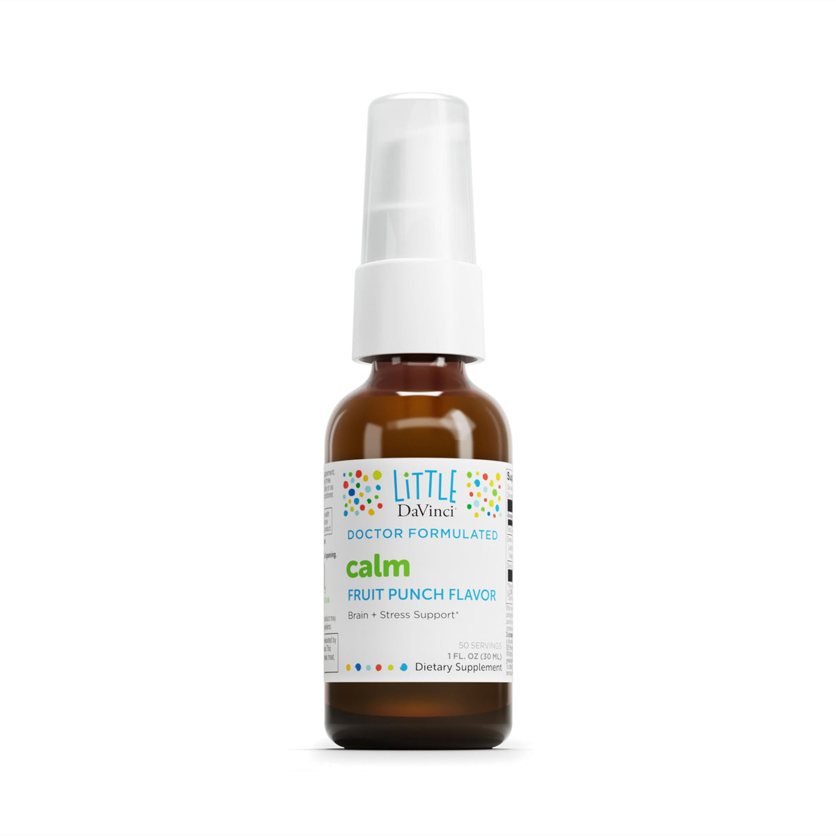 Davinci Little Calm botella con gotero para relajación suave y enfoque infantil.