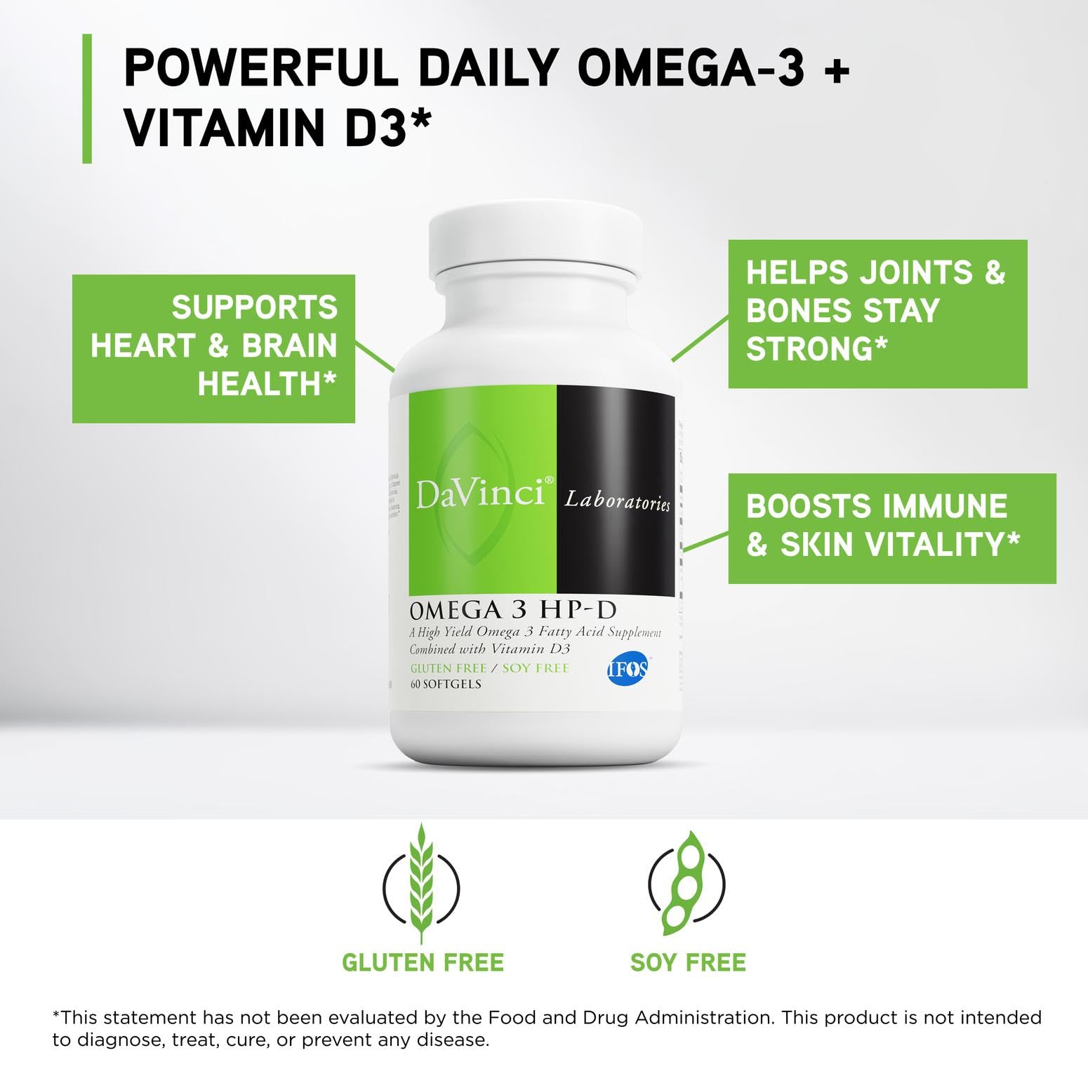 Cápsulas DAVINCI Omega 3 HP-D en mano para facilitar la ingesta.