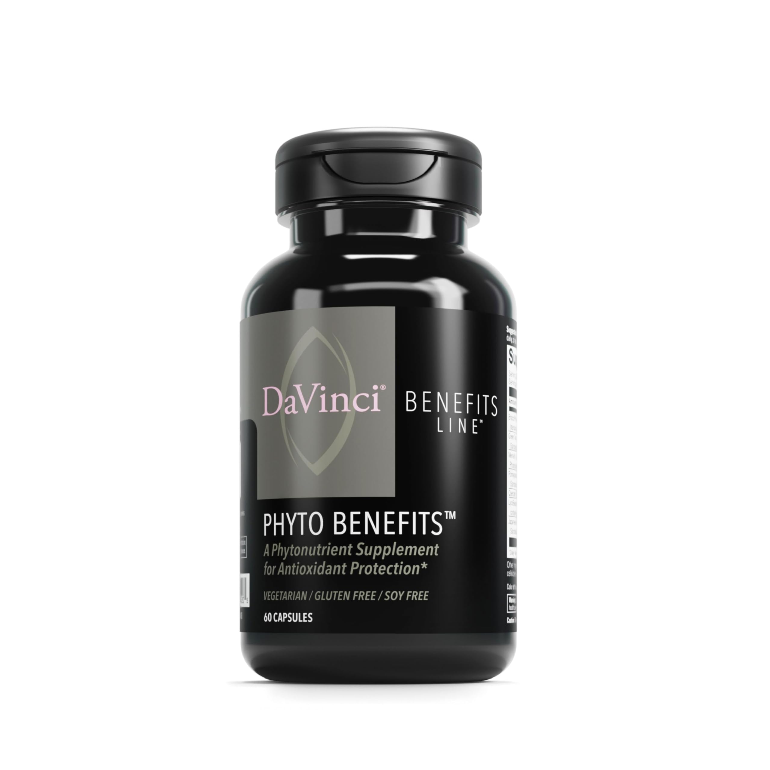 Davinci Phyto Benefits: botella de cápsulas para bienestar diario.