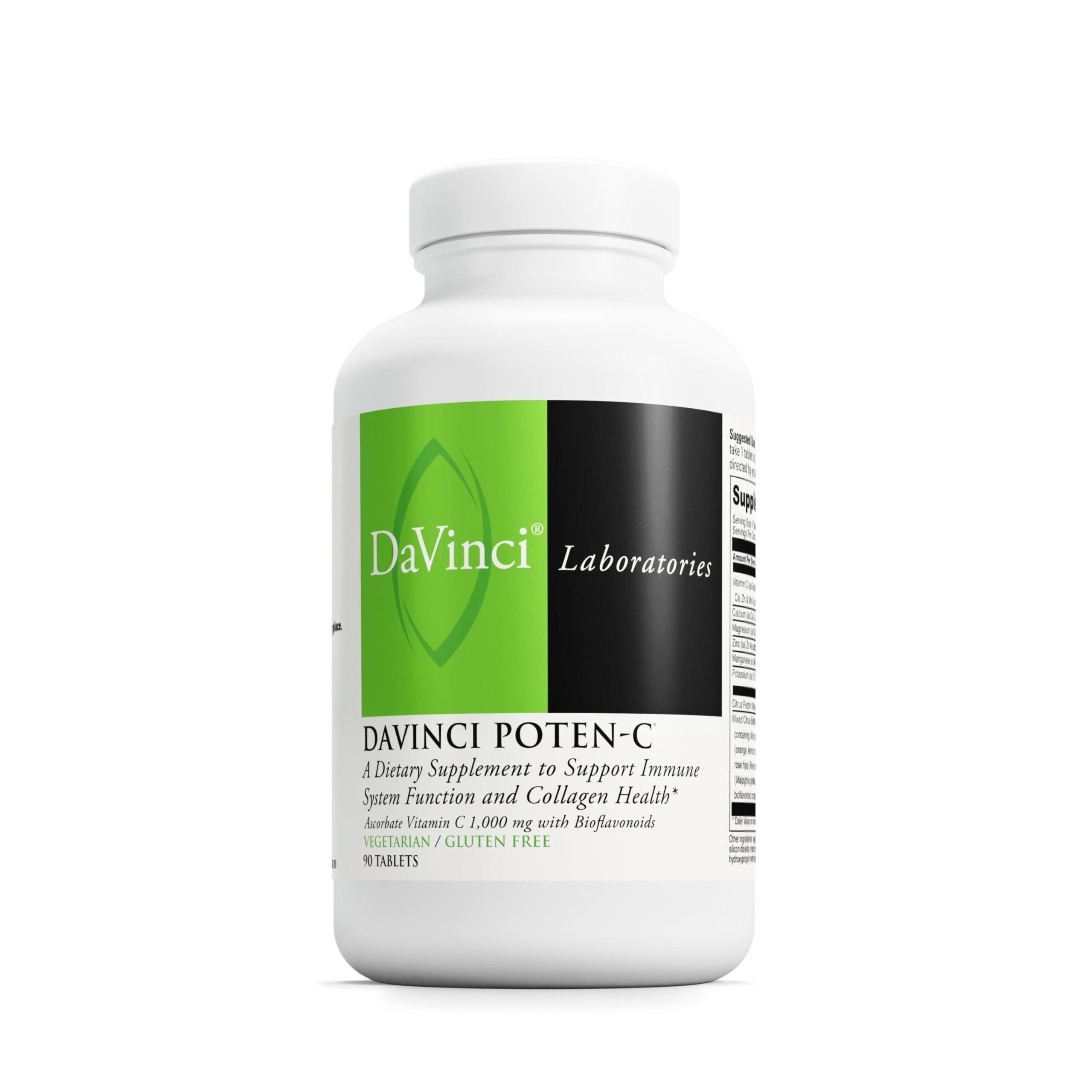 DAVINCI Poten-C: botella frontal, apoyo al sistema inmune y salud del colágeno.