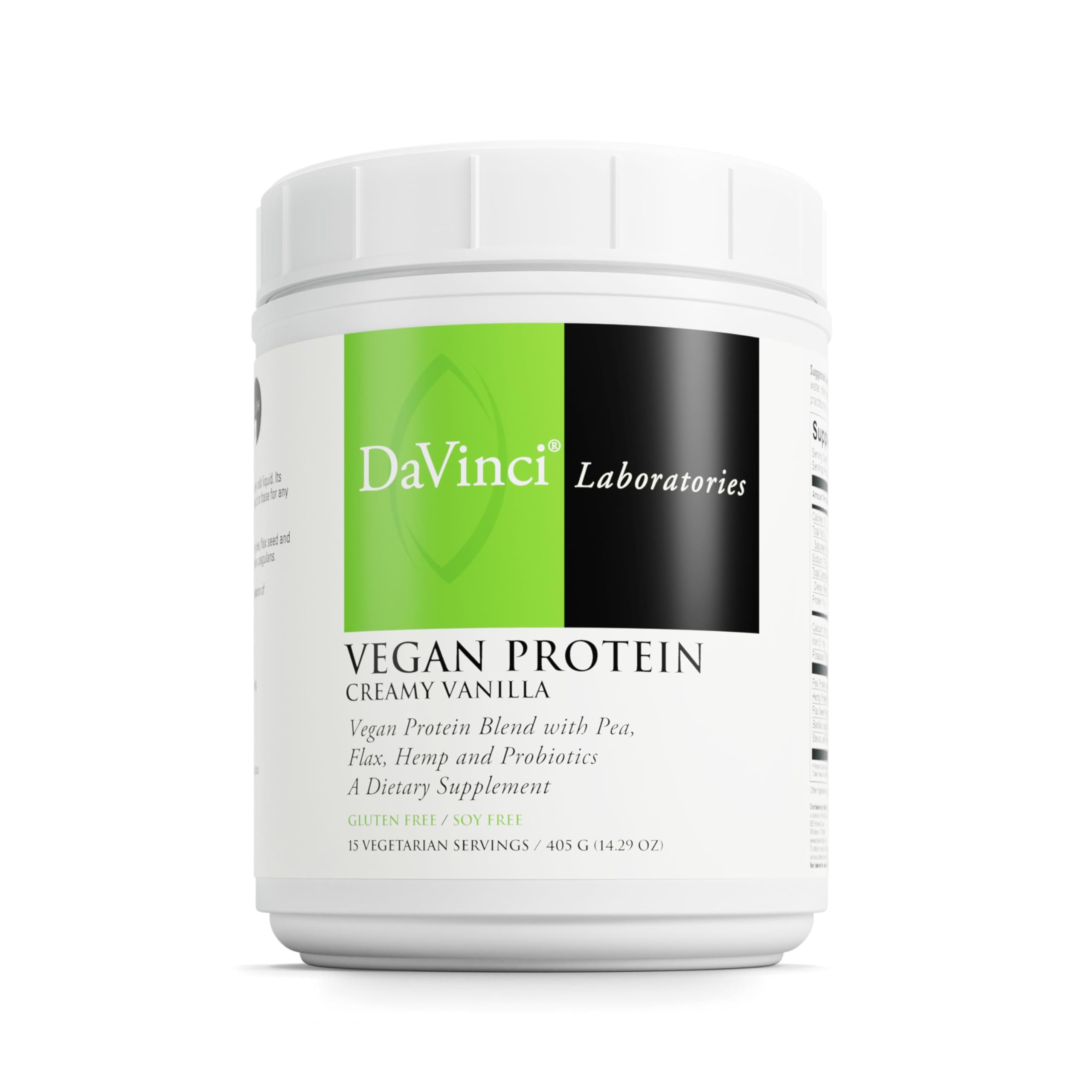 DaVinci Proteína Vegana crema Vanilla en lata, inicio de día energético