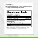 DAVINCI Resveratrol-50, caja, envase con 60 cápsulas.