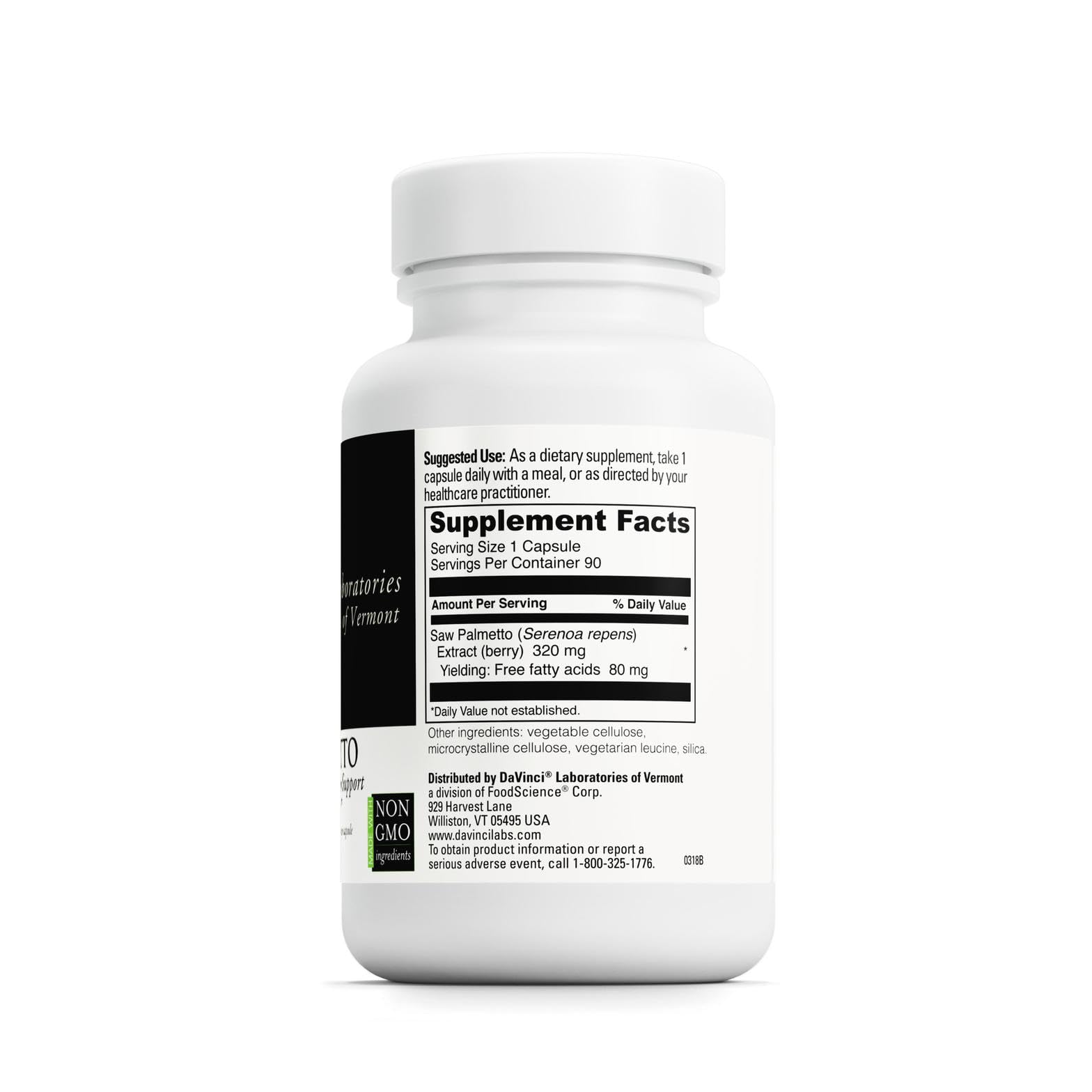 Davinci Saw Palmetto: etiqueta visible sin gluten para tranquilidad