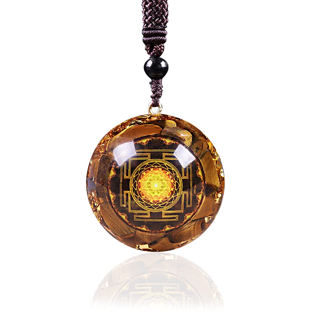 Day Day Up – colgante de orgonite con ojo de tigre y Sri Yantra, equilibrio energético