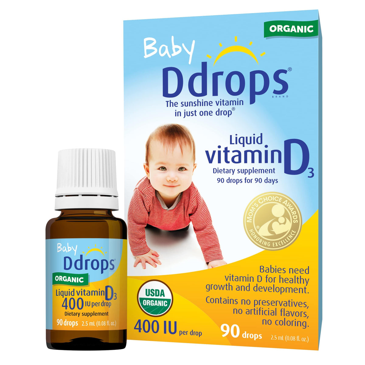 Ddrops Bebé Gotas 400 UI: botella compacta para dosis precisa y uso cómodo.