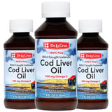 De La Cruz Aceite de Hígado de Bacalao islandés en botella, ideal para uso diario.