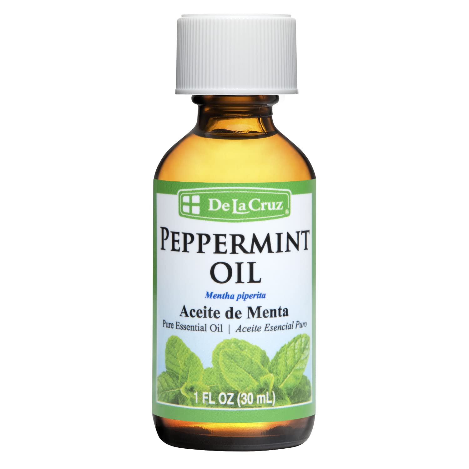de la cruz aceite esencial de menta, botella de vidrio para aromaterapia.