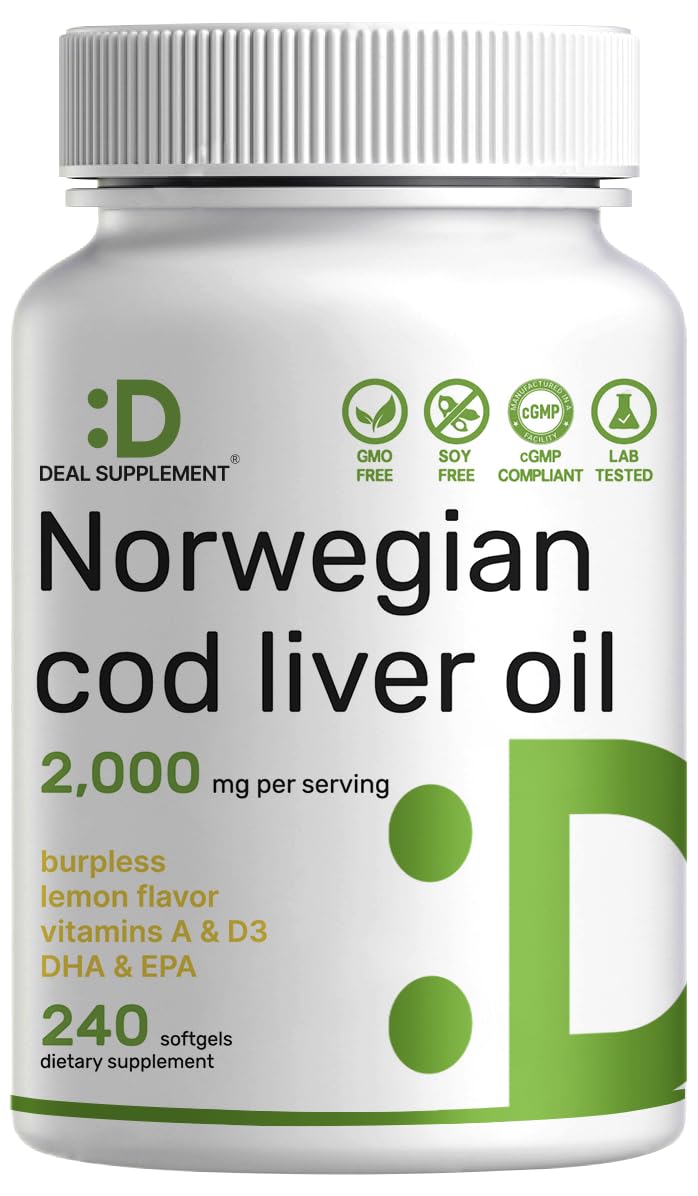 DEAL SUPPLEMENT Aceite de hígado de bacalao 2000 mg en cápsulas suaves para visión