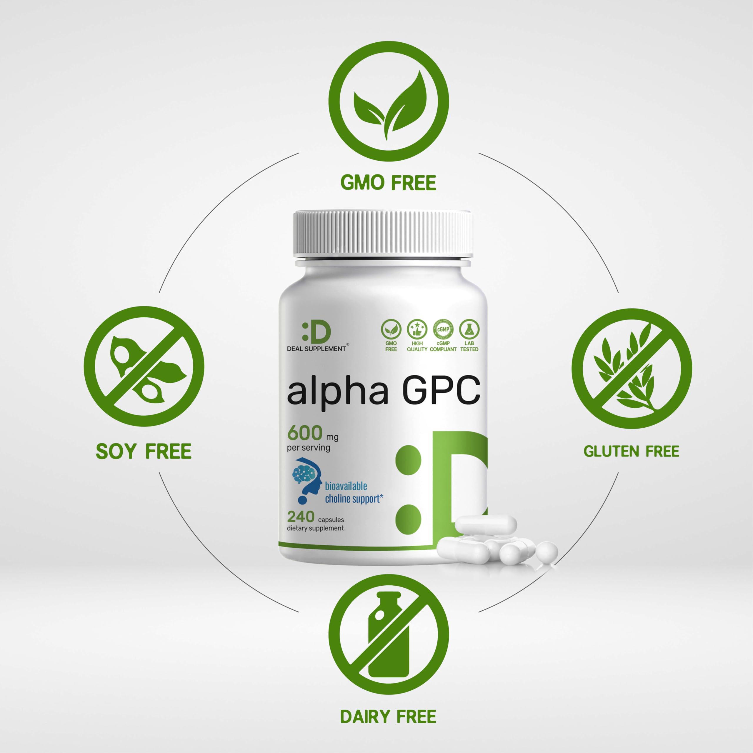 DEAL SUPPLEMENT Alpha GPC etiqueta frontal: información clara para la confianza