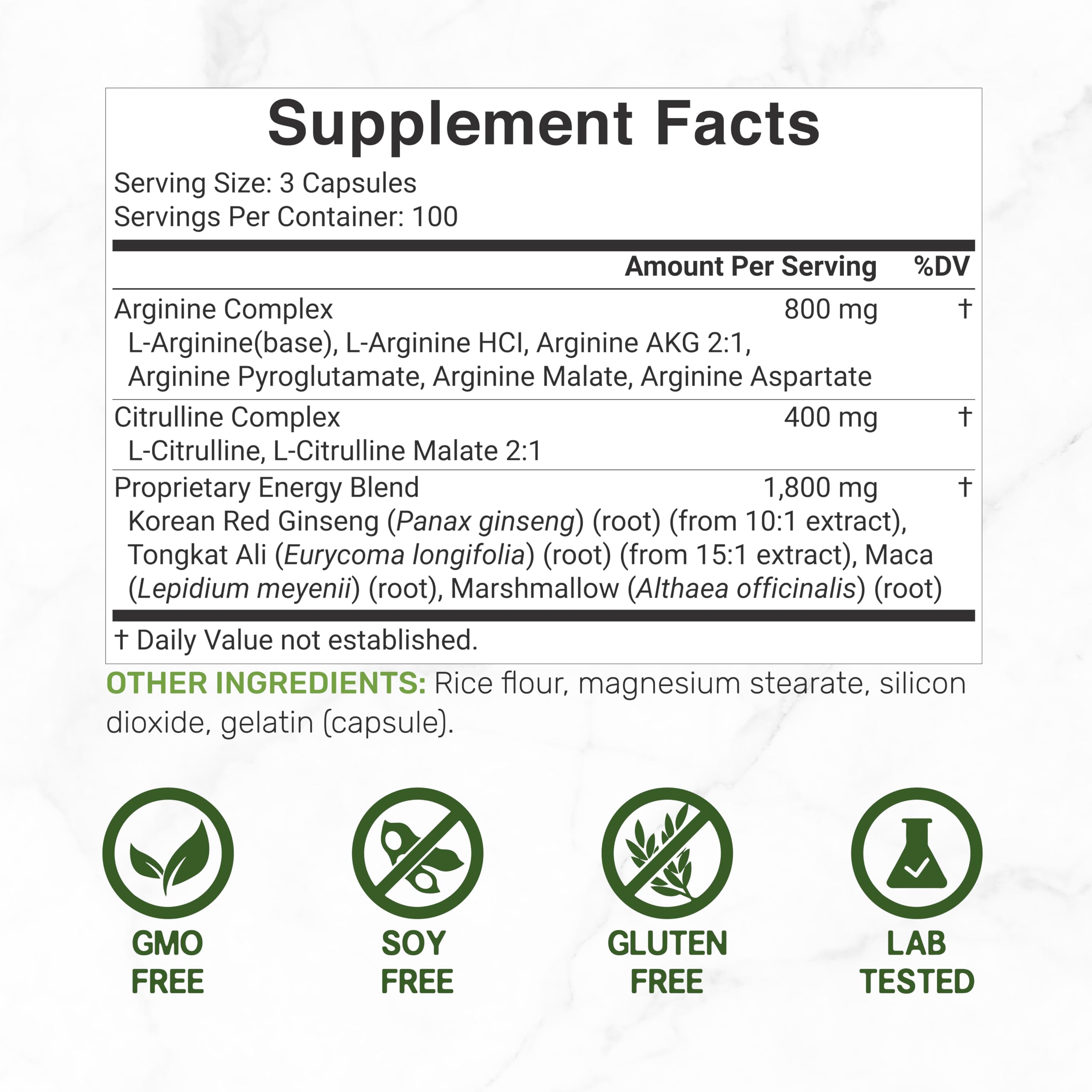 DEAL SUPPLEMENT complejo de arginina en cápsulas para mayor rendimiento.